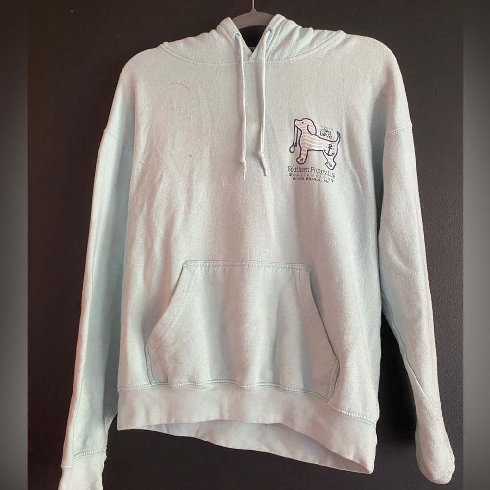 Light Blue Hoodie with Dog Print